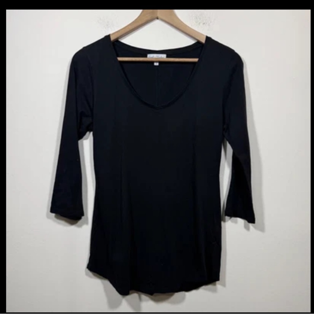 Estelle + Garland Black Pima Cotton T Shirt Top Womens M Classic Minimalist